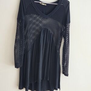 Beach perfect ready to go Black Mesh Blouse